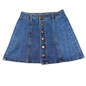 Life In Progress Denim Button-Up Skirt A-Line Style Size Small Blue Women Casual